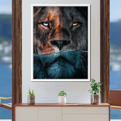 Diving Lion Canvas Wall Art