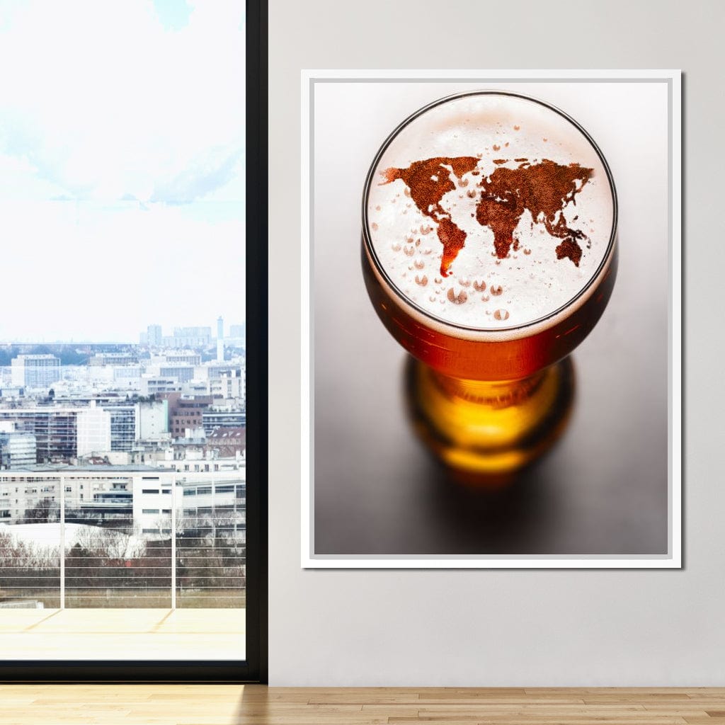 World Map Beer Canvas Wall Art