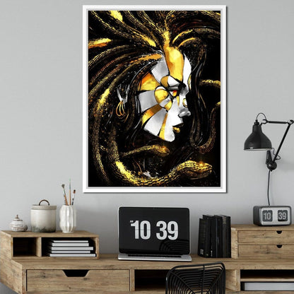 Golden Medusa Canvas Wall Art