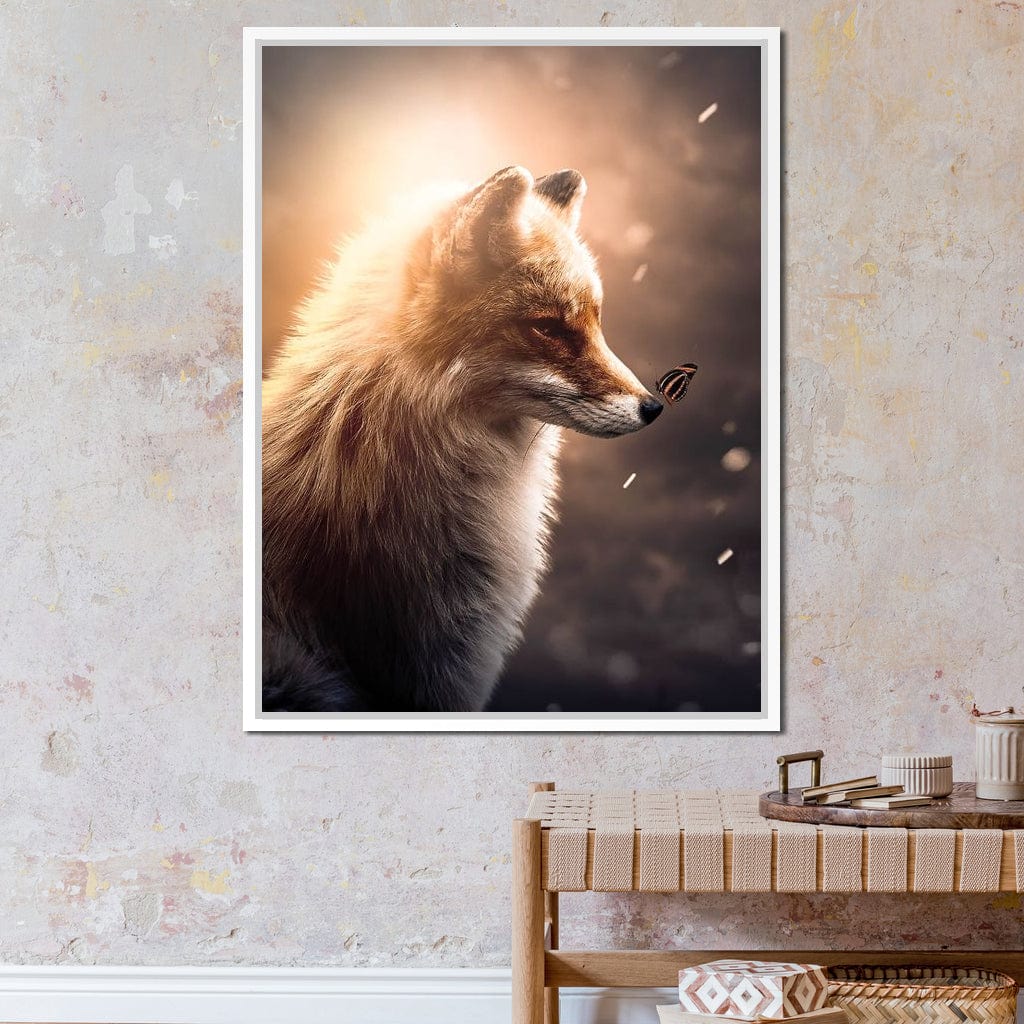 Fox Butterfly Glow Canvas Wall Art