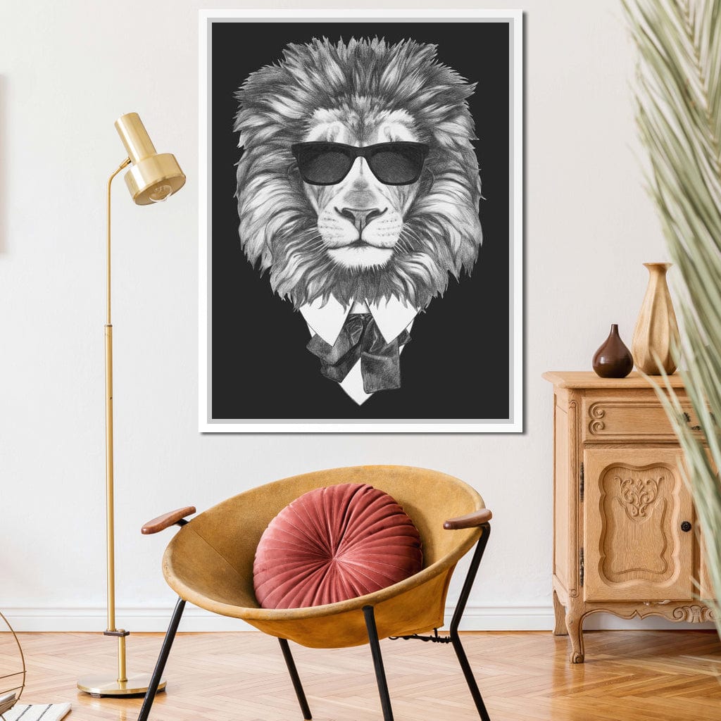 Dressed Up Lion Canvas Wall Art