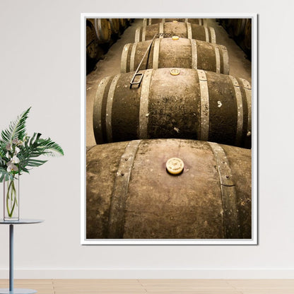 Rusted Wine Barrels Canvas Wall Art
