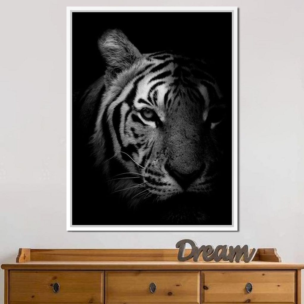 Black and White Fading Tiger Canvas Wall Art
