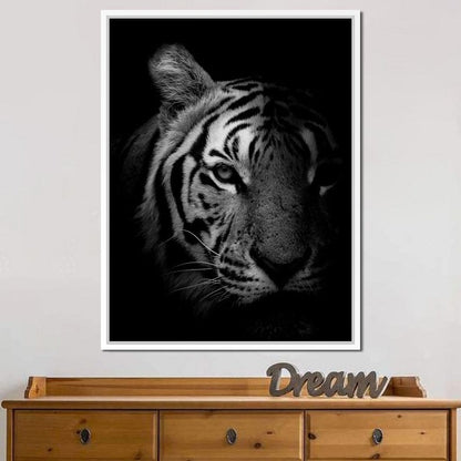Black and White Fading Tiger Canvas Wall Art