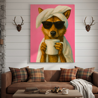 Wolf Morning Coffee 3D Wrapped Canvas Wall Art