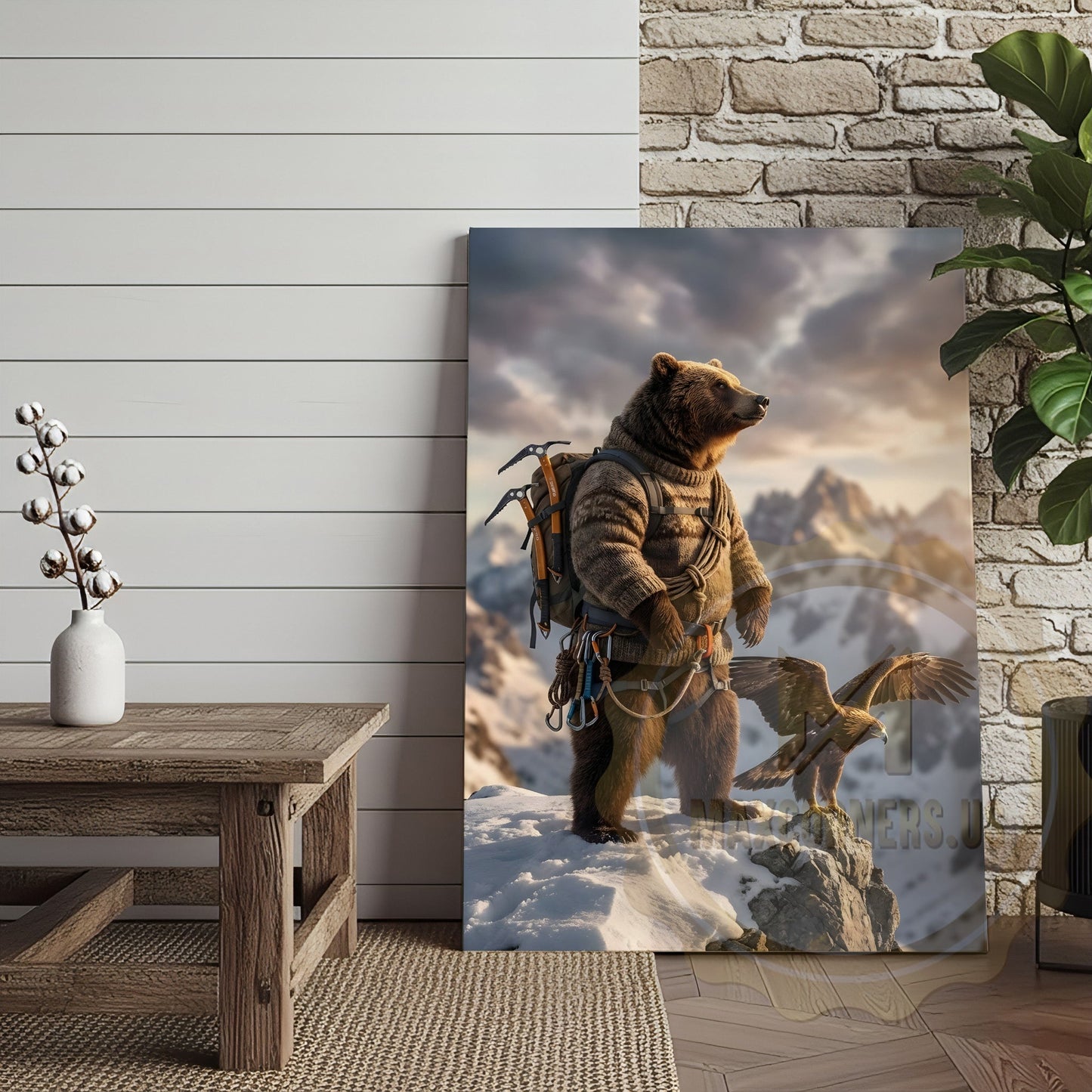Majestic Bear Eagle Mountain Peak Canvas Wall Art