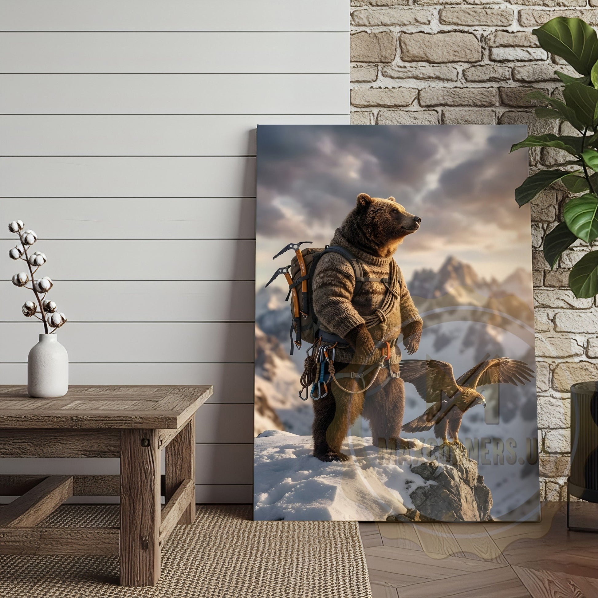 Majestic Bear Eagle Mountain Peak Canvas Wall Art