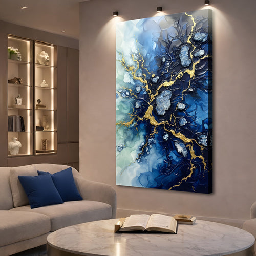 Midnight Veins of Gold Wall Art