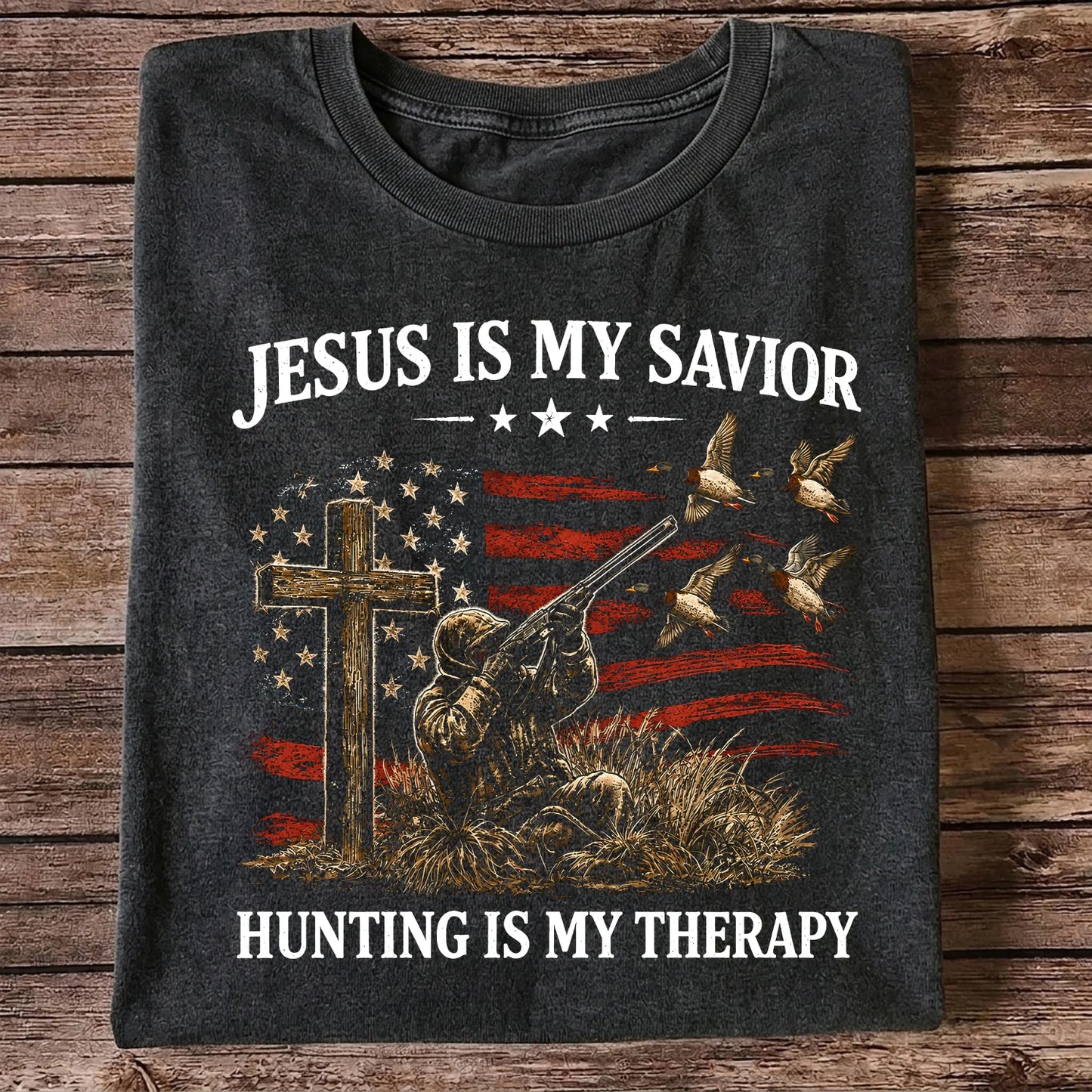 Jesus Is My Savior Hunting Is My Therapy T-Shirt, Christian Hunter Tee