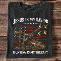 Jesus Is My Savior Hunting Is My Therapy T-Shirt, Christian Hunter Tee