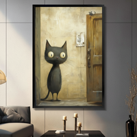 Gothic Black Cat Door Vintage Expressionist Canvas Print