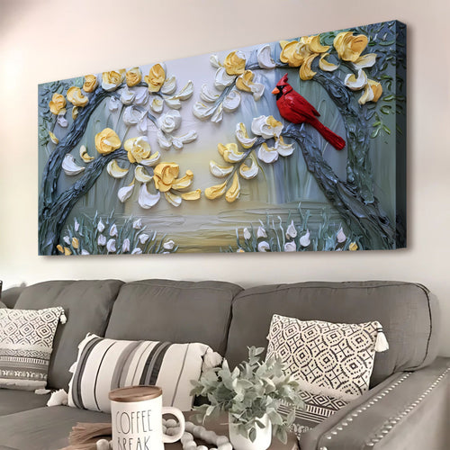 Golden Petals and Scarlet Wings Wall Art
