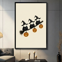 Halloween Witch Birds Pumpkin Canvas Art Wall Art