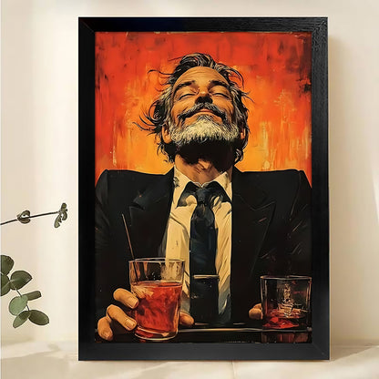 Vintage Gentleman & Whiskey Glass Canvas Art - Sophisticated Bar Wall Decor