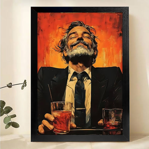 Vintage Gentleman & Whiskey Glass Canvas Art - Sophisticated Bar Wall Decor