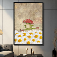 Mushroom Hat Frog Daisy Splits Whimsical Canvas Print