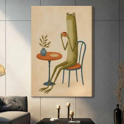 Chill Frog Coffee Retro Vintage Canvas Art Wall Art