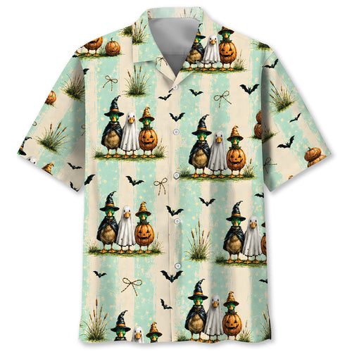 Duck Ghost Pumpkin Halloween Hawaiian Shirt