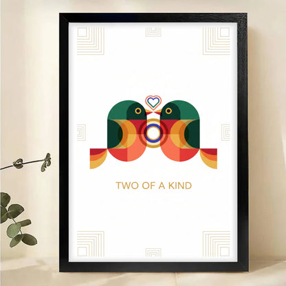 Two of a Kind Love Birds Art Print - Geometric Wall Decor Canvas Wall Art