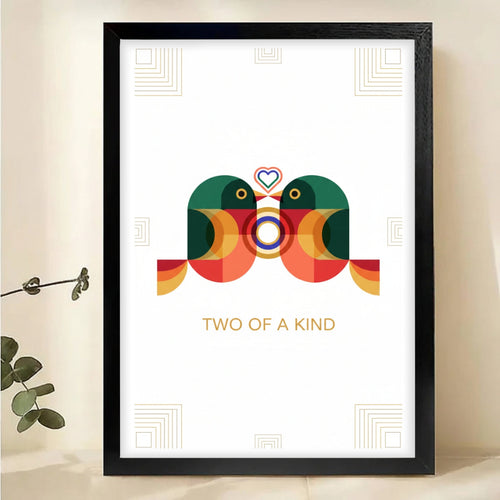 Two of a Kind Love Birds Art Print - Geometric Wall Decor Canvas Wall Art