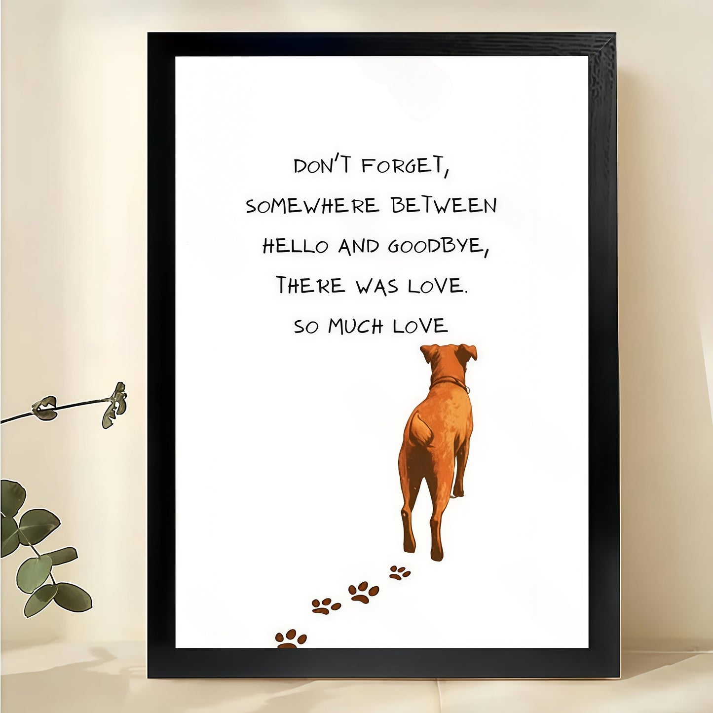 So Much Love – Pet Memorial Minimalist Text Wall Art on Natural Wood Canvas