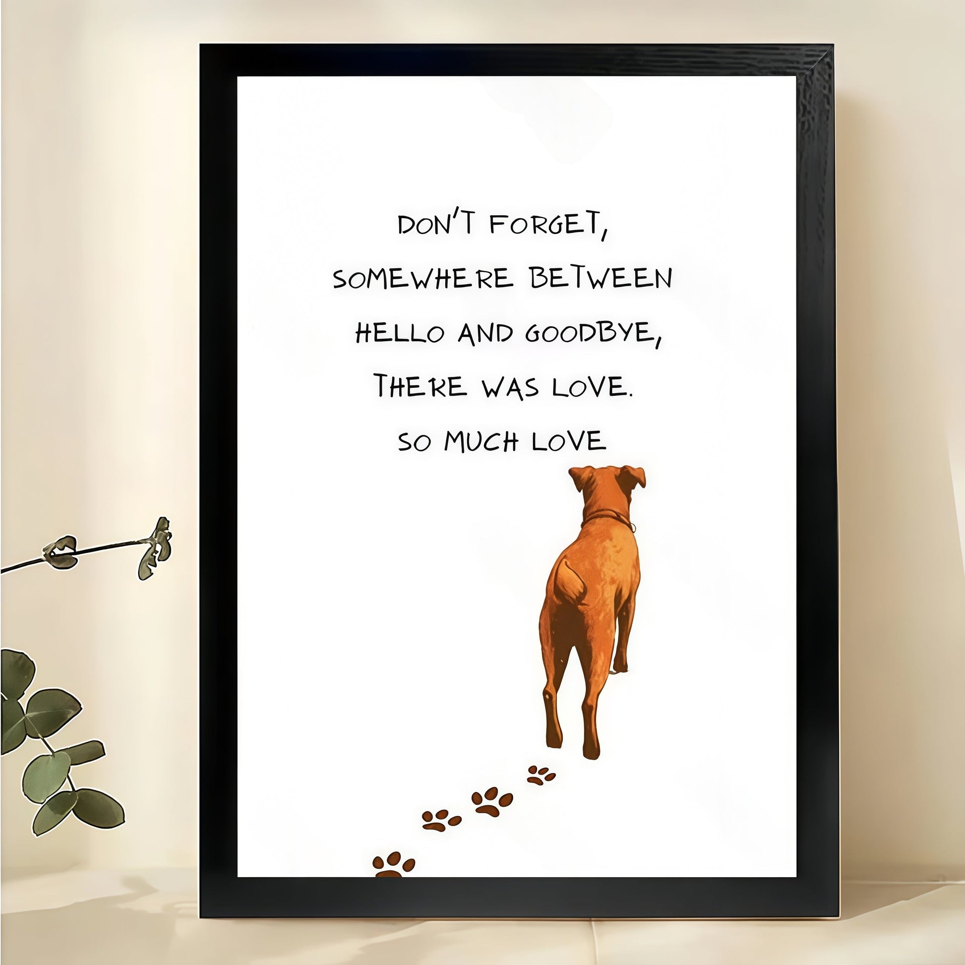 So Much Love – Pet Memorial Minimalist Text Wall Art on Natural Wood Canvas