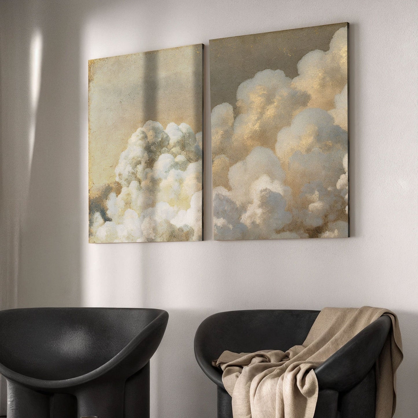 Clouds Neutral Abstract Duo Wall Art