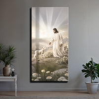 Jesus Protects The Lamb From Wolves Faith Wall Art XII