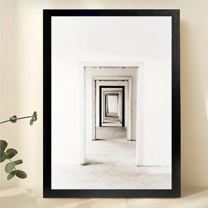 Minimalist Endless Corridor Wall Art – Modern Depth Perspective Framed Canvas Print