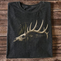 Deer Skull Antlers T-Shirt, Vintage Woodland Hunter Tee