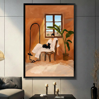 Moroccan Room Man Black Cat Desert Canvas Print