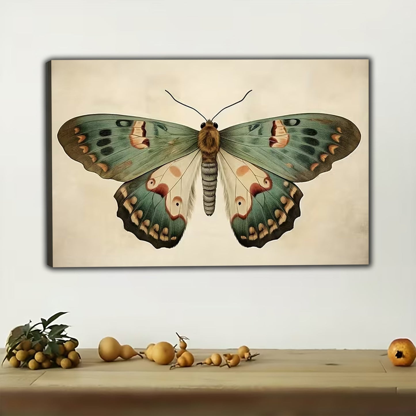 The Vintage Butterfly Muse – Elegant Nature Wall Art on Natural Wood Canvas