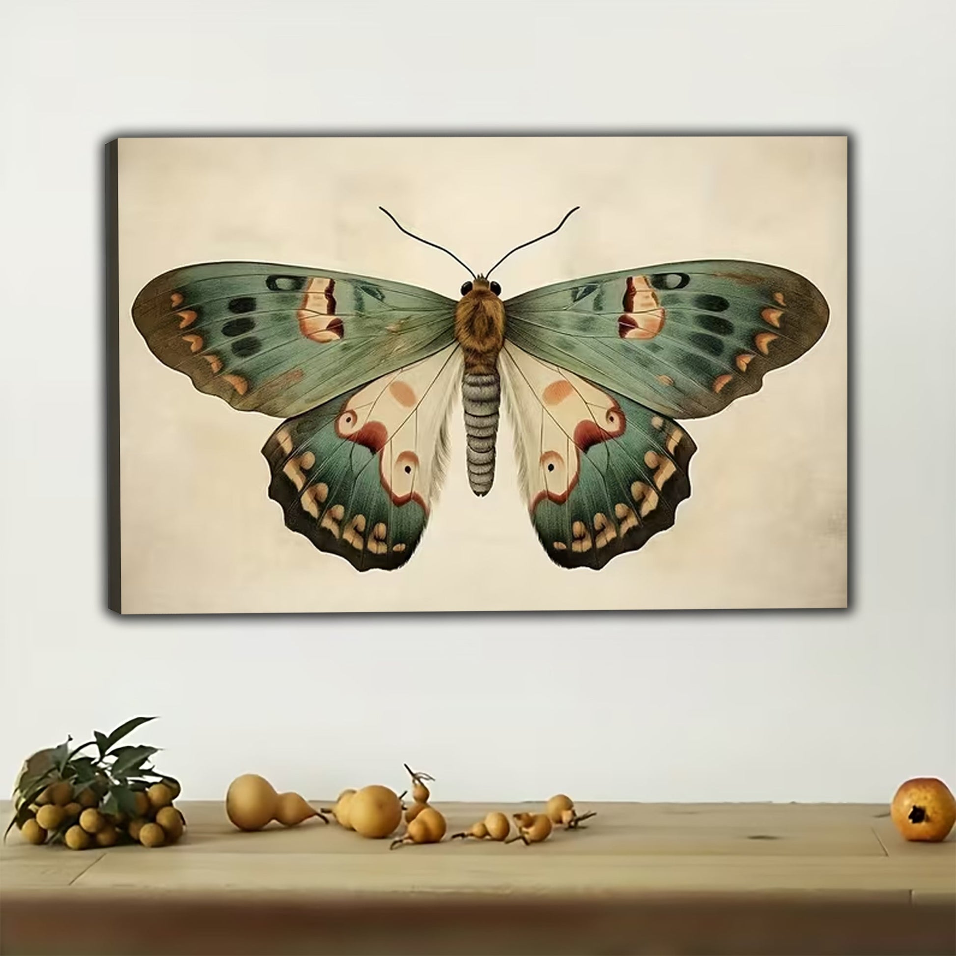 The Vintage Butterfly Muse – Elegant Nature Wall Art on Natural Wood Canvas