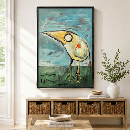 Abstract Heron Expressionist Canvas Wall Art
