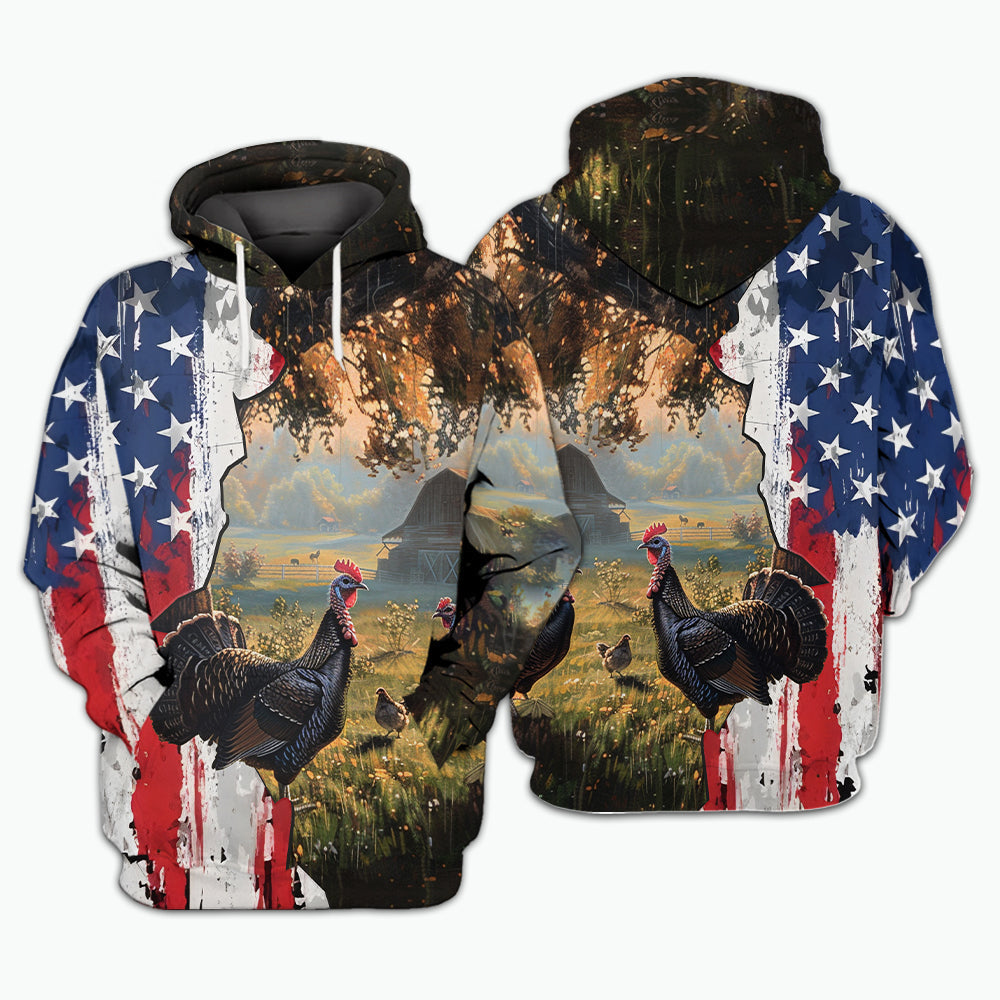 Realistic Patriotic Turkey Peaceful All Over Print Shirt