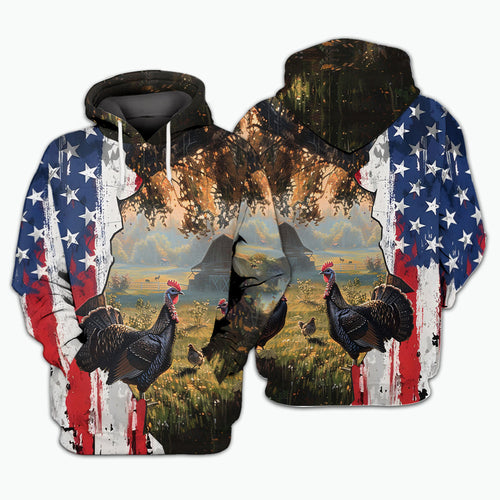 Realistic Patriotic Turkey Peaceful All Over Print Shirt