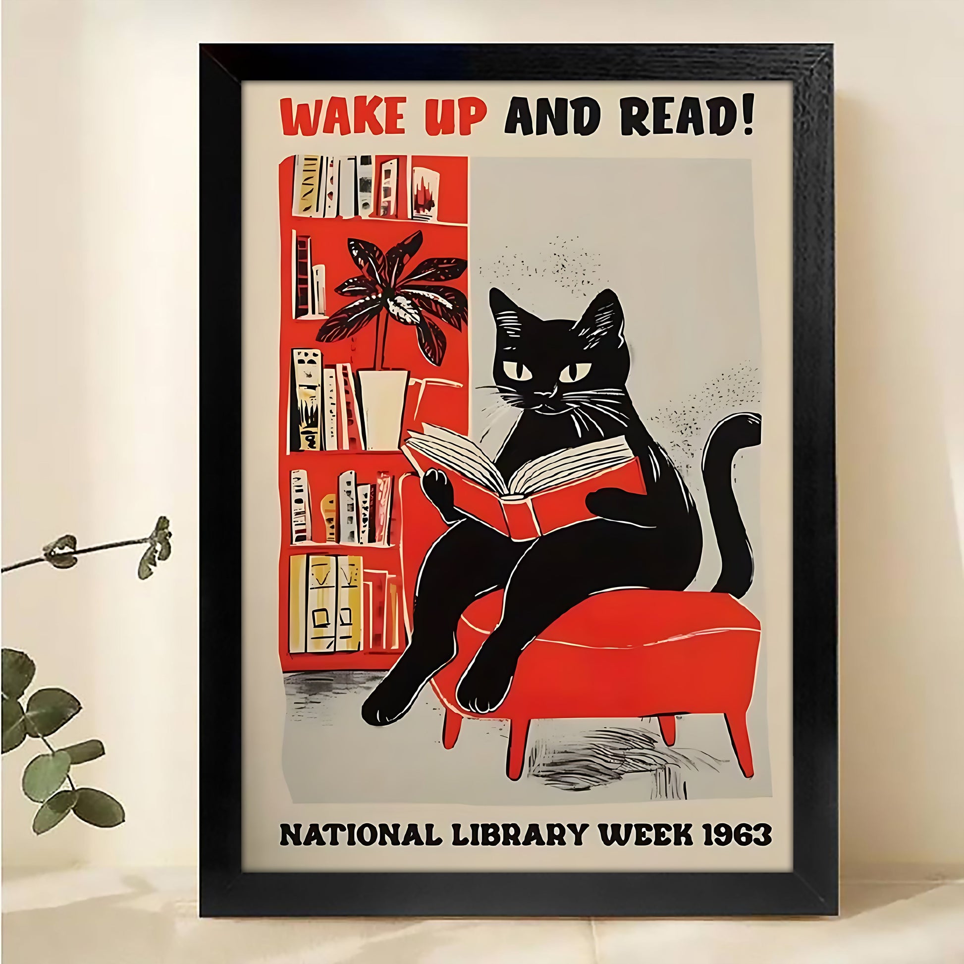 Bad Kitty Lounge Retro Poster - Cat Bar Wall Art