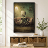 Bookish Octopus Reading Glasses Gothic Fantasy Canvas Print
