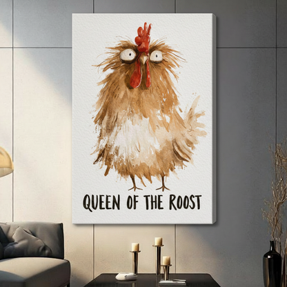Queen of the Roost Funny Chicken Canvas Art Wall Art