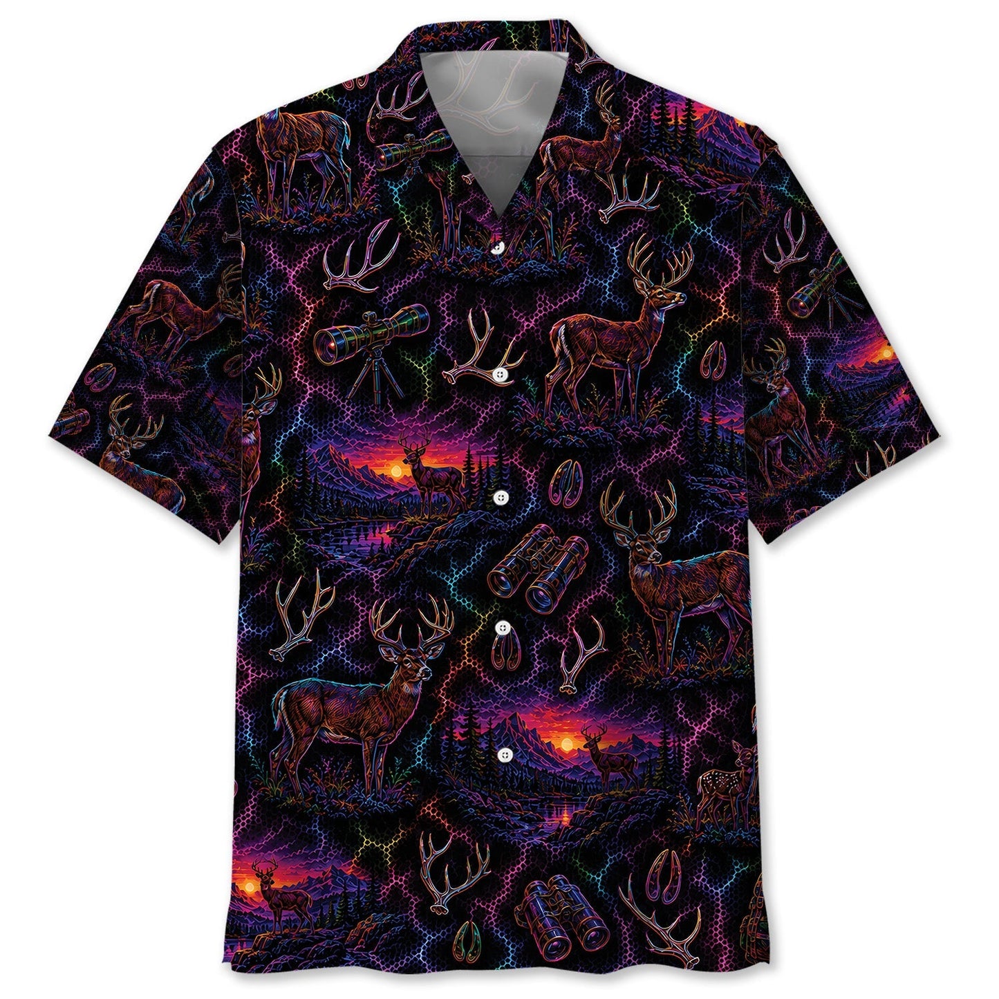 Midnight Deer Neon Hawaiian Shirt