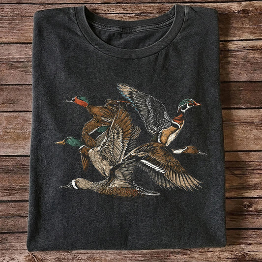 Flying Ducks T-Shirt, Vintage Waterfowl Hunting Tee