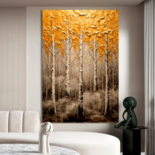 Abstract Gold Trees Wall Art