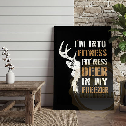 Funny Hunting Canvas Wall Art - I'm Into Fitness Deer in Freezer Print