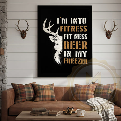 Funny Hunting Canvas Wall Art - I'm Into Fitness Deer in Freezer Print