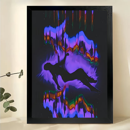 Neon Abstract Modern Art – Bold Vibrant Wall Art on Natural Wood Canvas