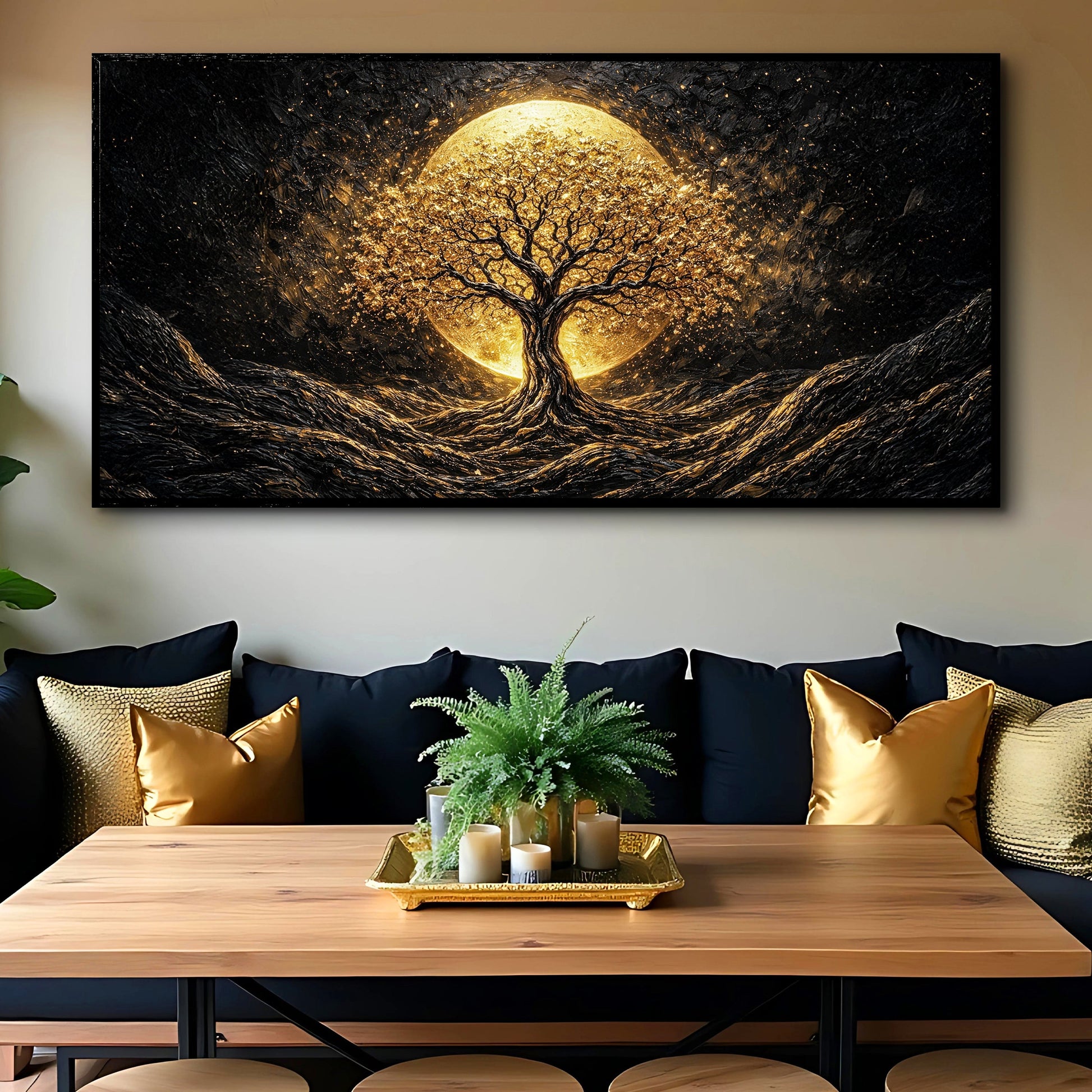 The Luminous Golden Tree Wall Art