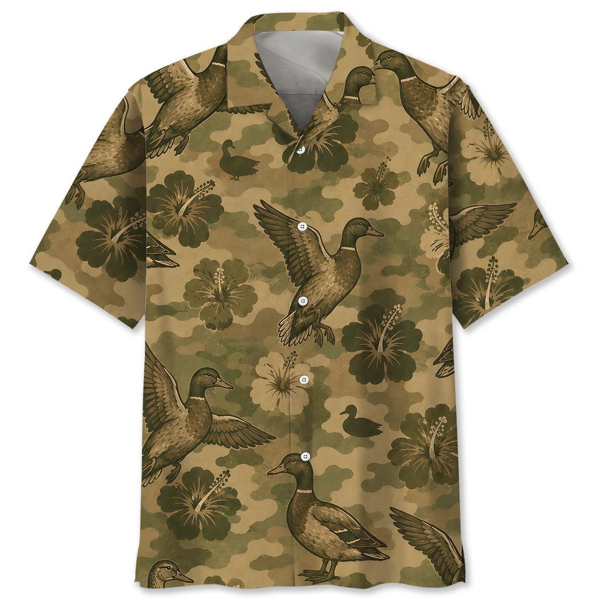 Duck Hibiscus Camouflage Hawaiian Shirt