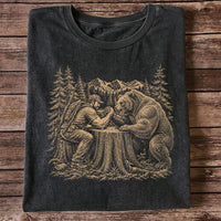 Hunter Arm Wrestling a Bear T-Shirt, Funny Wilderness Tee