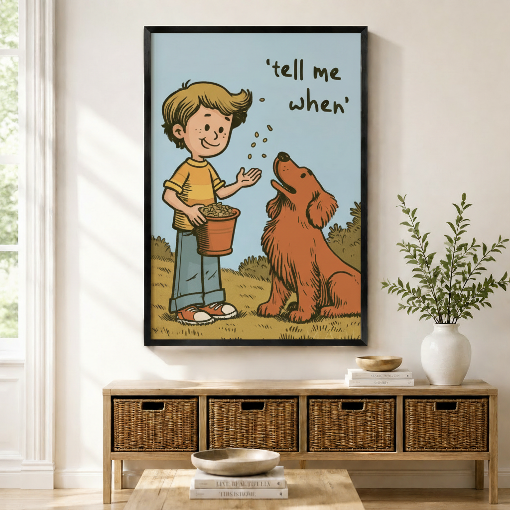 Tell Me When Boy Dog Retro Comic Canvas Art Wall Art