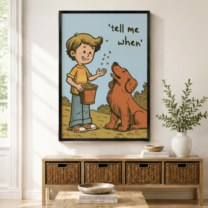 Tell Me When Boy Dog Retro Comic Canvas Art Wall Art